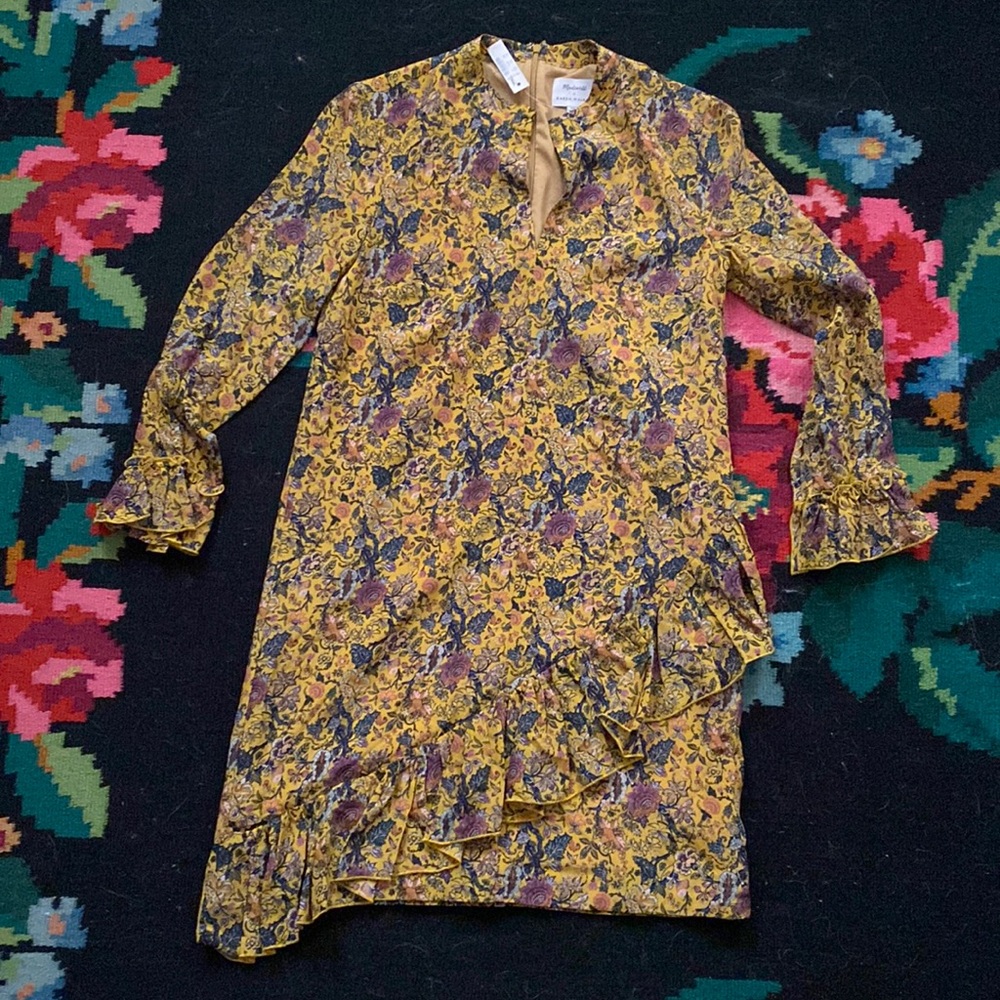 NWT MADEWELL floral yellow dress, sz 00